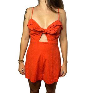 ASTR The Label Red Coral Linen Romper Size Small